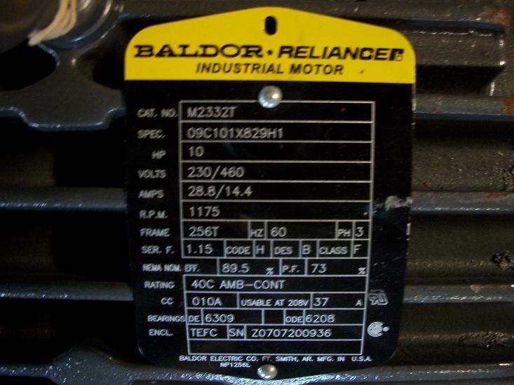 Unused Baldor/Reliance Inverter Duty Motor 10 HP (SOLD)