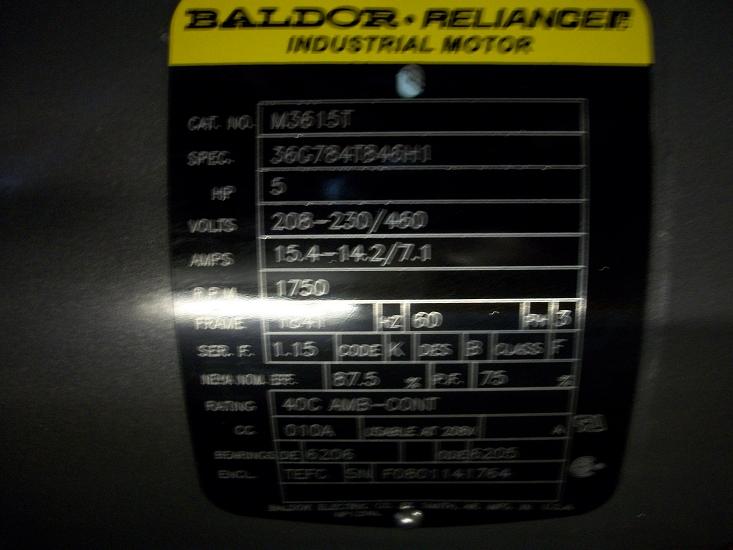 Unused Baldor/Reliance 5HP Motor