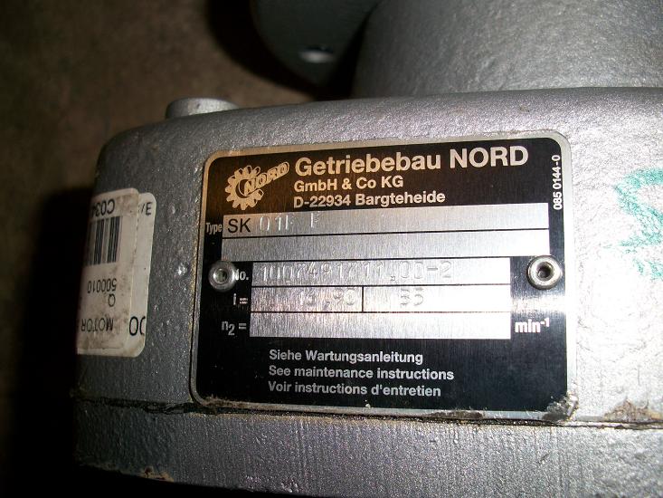 Unused Nord Gear reducer.  Type: SK-01F-F