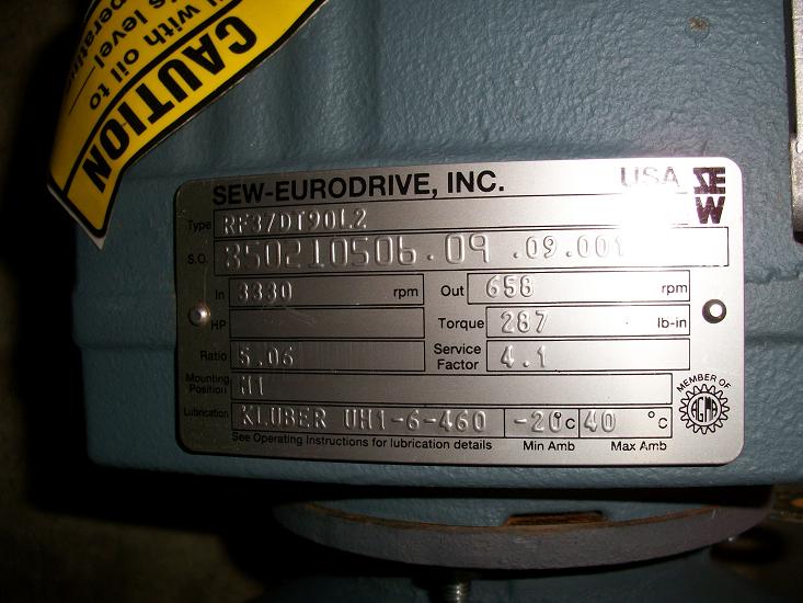 Unused SEW Euro-Drive Type RF37DT90L2 gear reducer