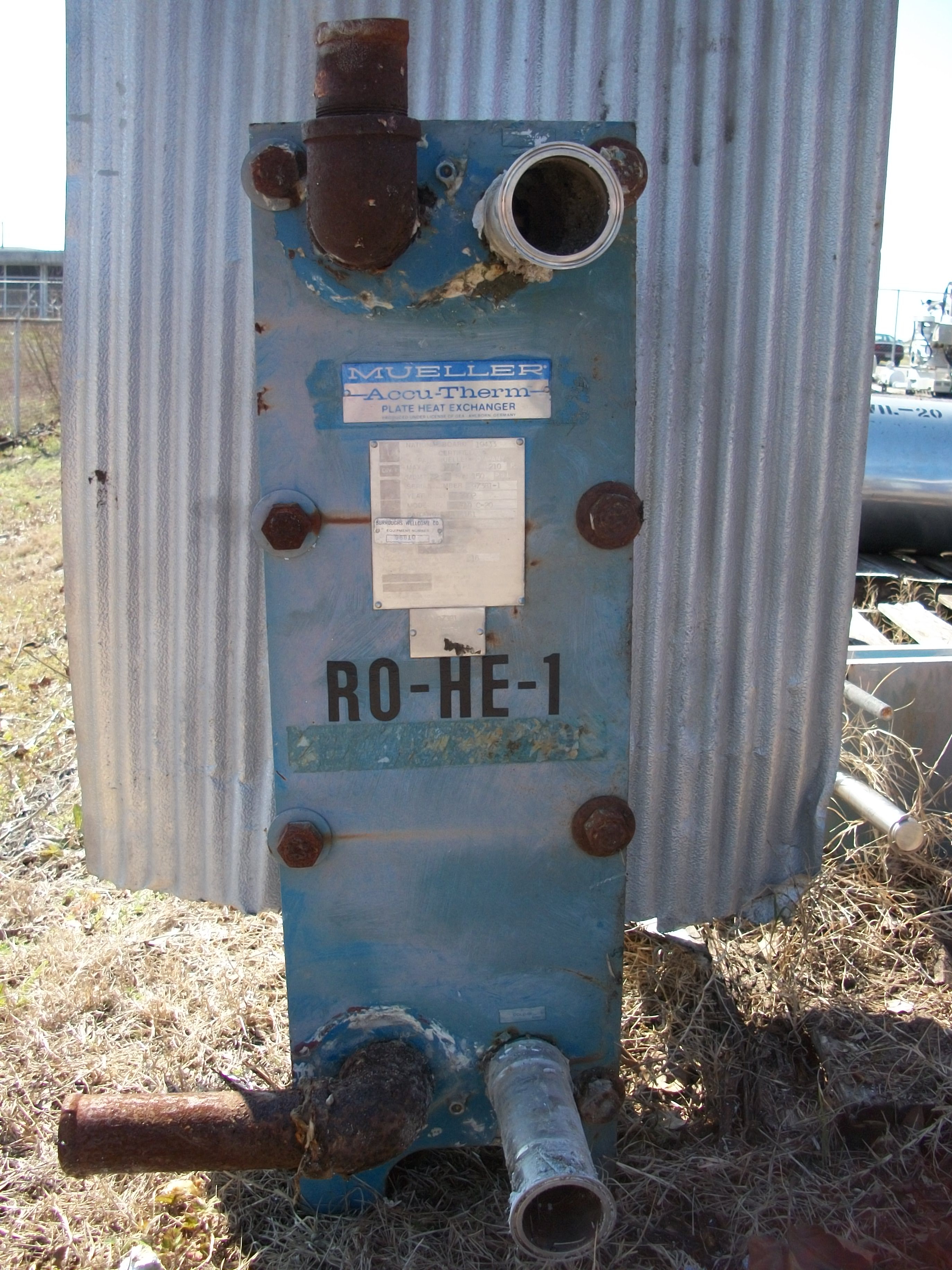 Used Mueller Accu-Therm approximately 18 sq ft. plate heat exchanger