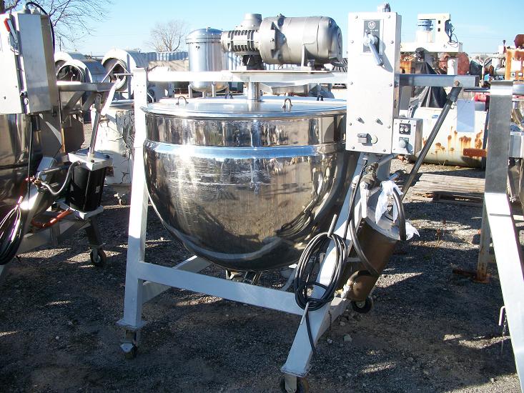 Used Lee Metal Products single motion 200 gallon 316 S/S jacketed kettle