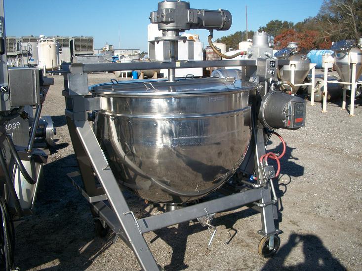 Used Dover single motion 200 gallon 316 stainless steel jacketed kettle.