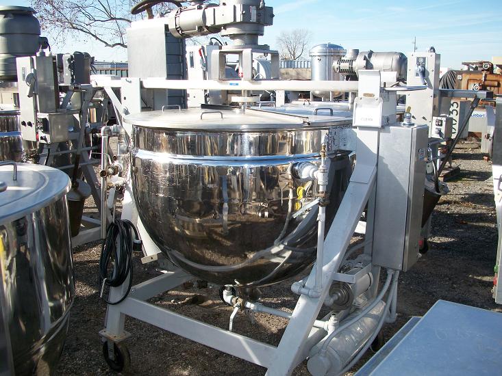 Used Lee Metal Products single motion 200 gallon 316 S/S jacketed kettle