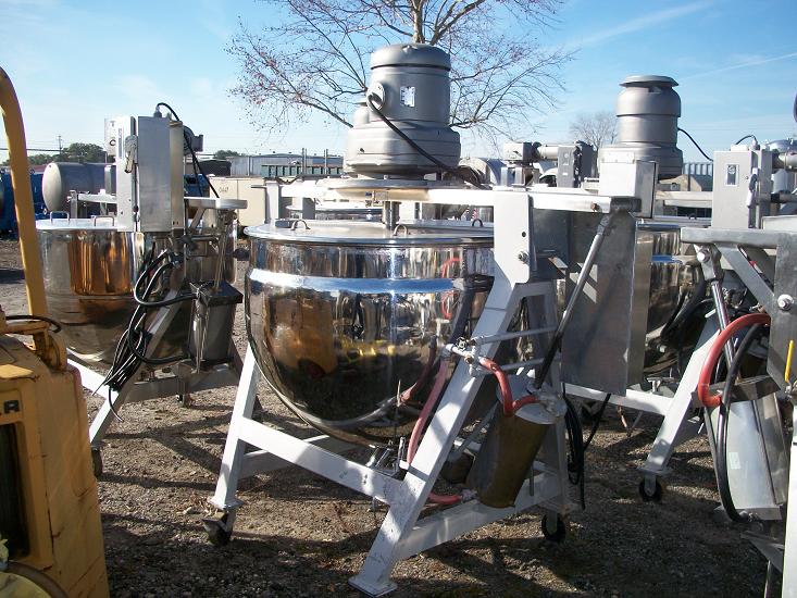Used Lee Metal Products single motion 200 gallon 316 S/S jacketed kettle
