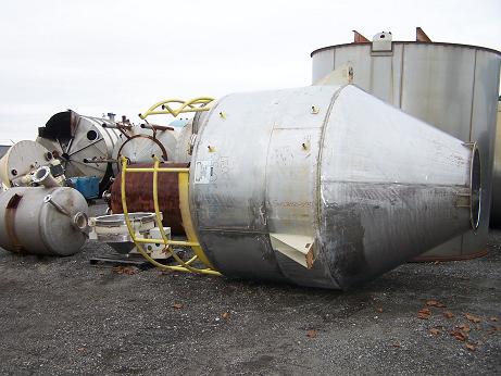 Used American Process 467 cu. Ft. 304 S/S cone bottom tank/hopper