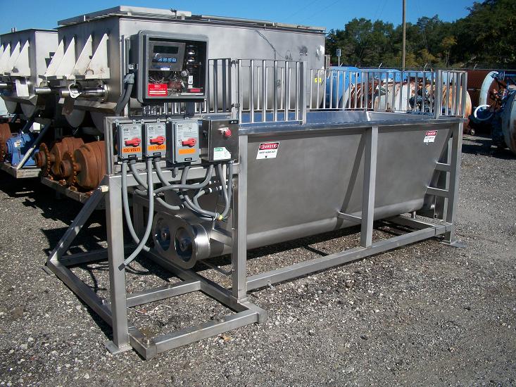 Used RMF stainless steel Triple screw storage hopper. Model CT-80