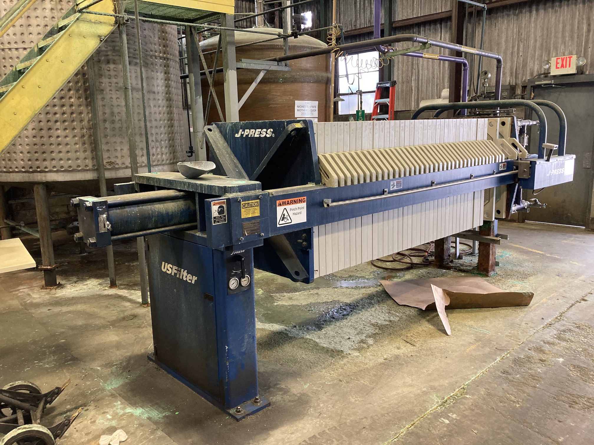 Used US Filter JWI JPress 30 cu. Ft. recessed plate press